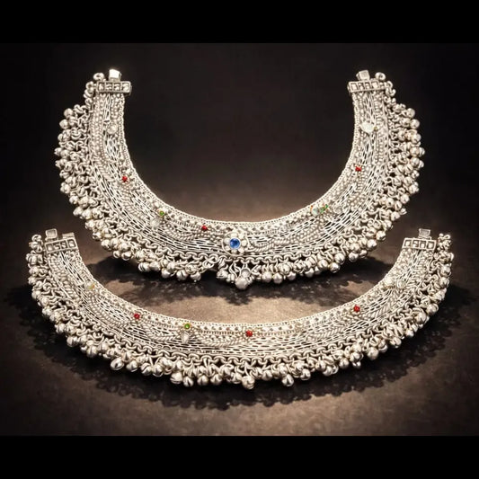 ZHome Heavy Bridal Payal (Pair) – 10ML Real Silver Plated, Premium Ghungroo Anklet for Women