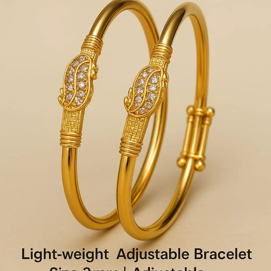 Elegant AD Stone Free Size Adjustable Gold Bracelet Pair