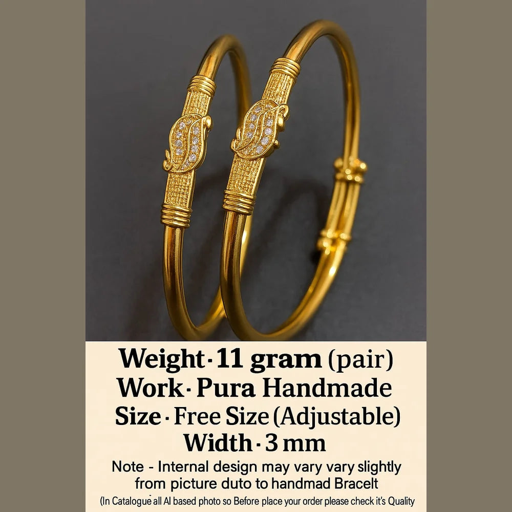 Elegant AD Stone Free Size Adjustable Gold Bracelet Pair