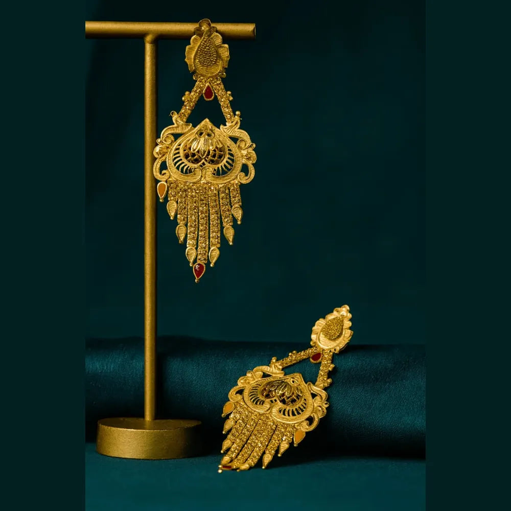 One Gram Gold Plated Crystal Chandelier Earrings – Party & Festive Wear