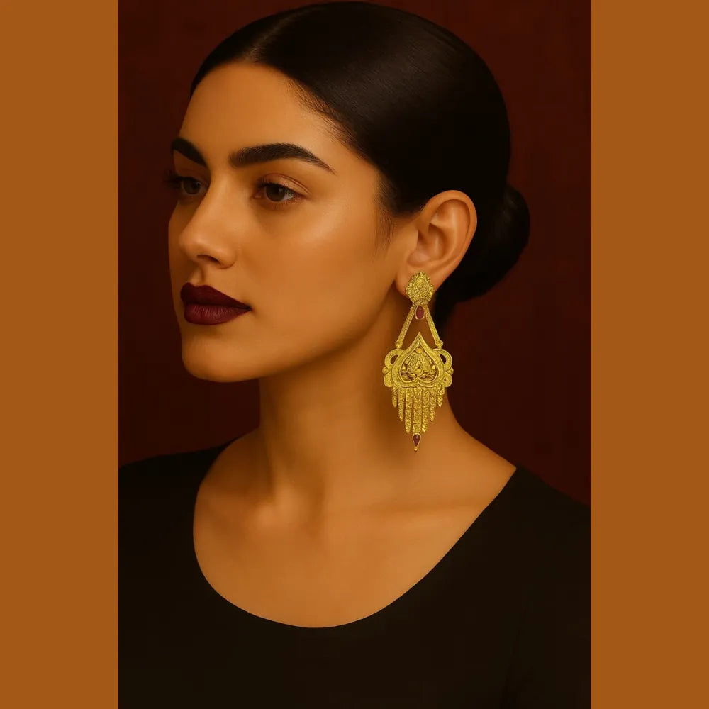 One Gram Gold Plated Crystal Chandelier Earrings – Party & Festive Wear