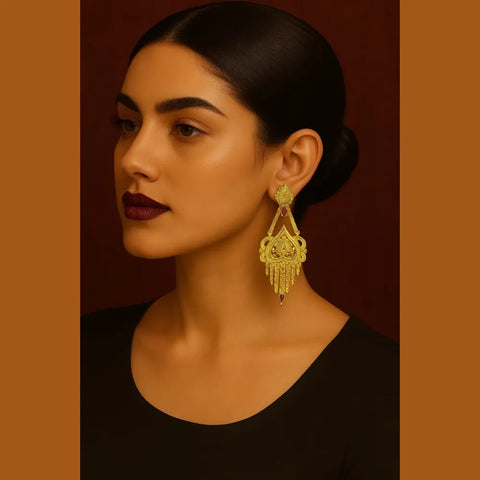 One Gram Gold Plated Crystal Chandelier Earrings – Party & Festive Wear