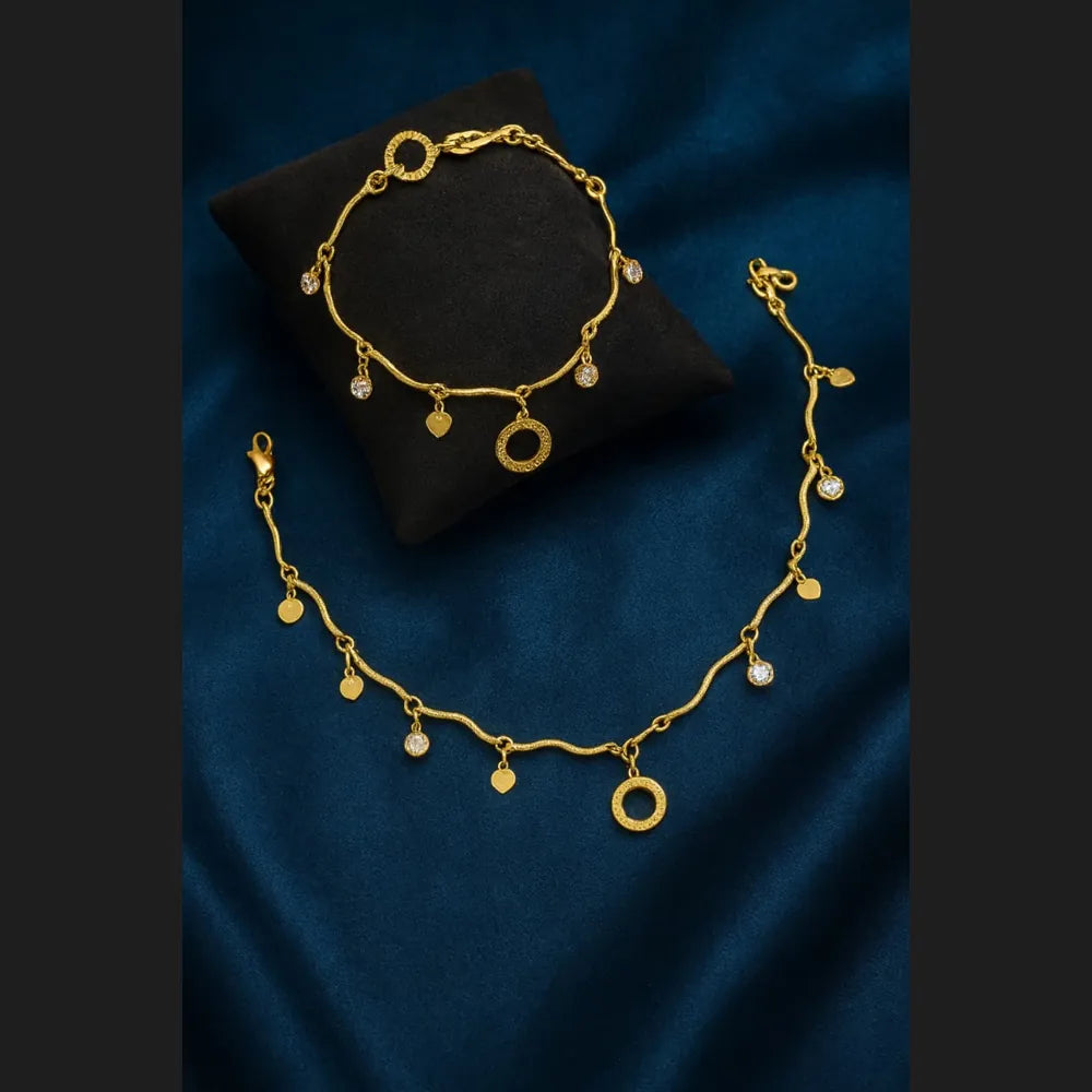 Gold Plated Necklace & Bracelet Combo – Heart & Crystal Charm Set