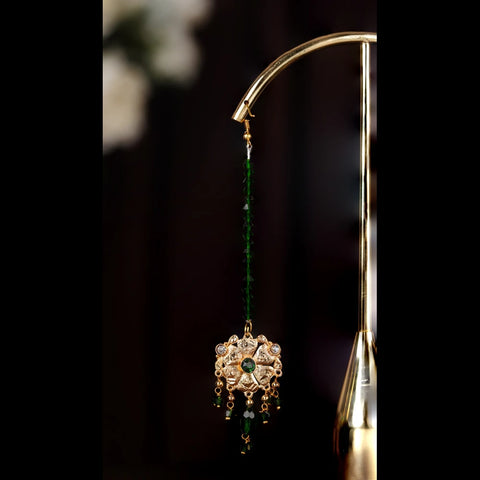 Bridal Kundan Jewellery Set | Green Beaded Necklace & Earrings