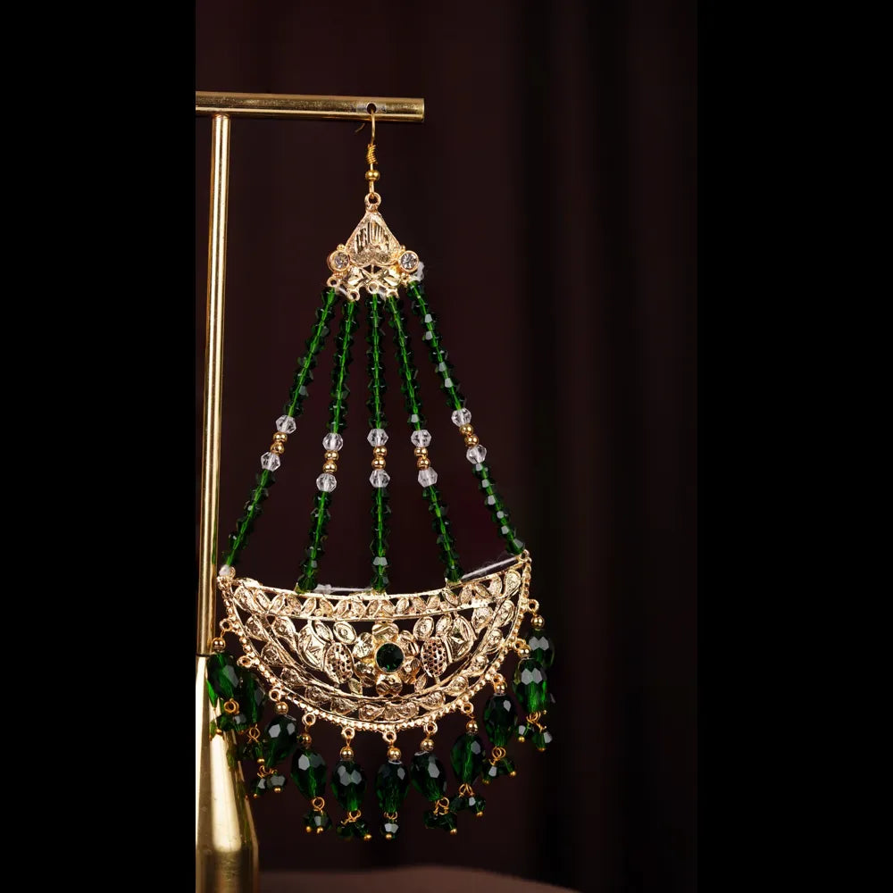 Bridal Kundan Jewellery Set | Green Beaded Necklace & Earrings