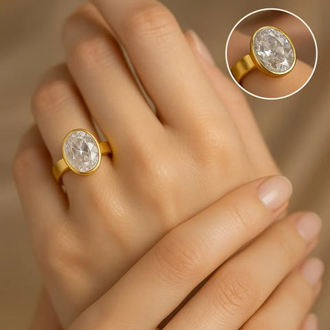 Green Emerald Look Gold Plated Unisex Ring – Adjustable Free Size | ZHome