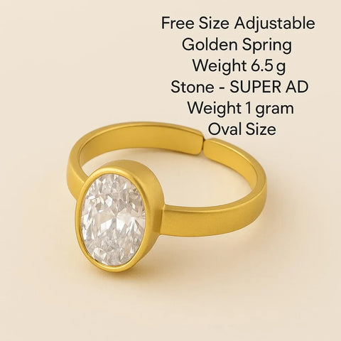 Green Emerald Look Gold Plated Unisex Ring – Adjustable Free Size | ZHome