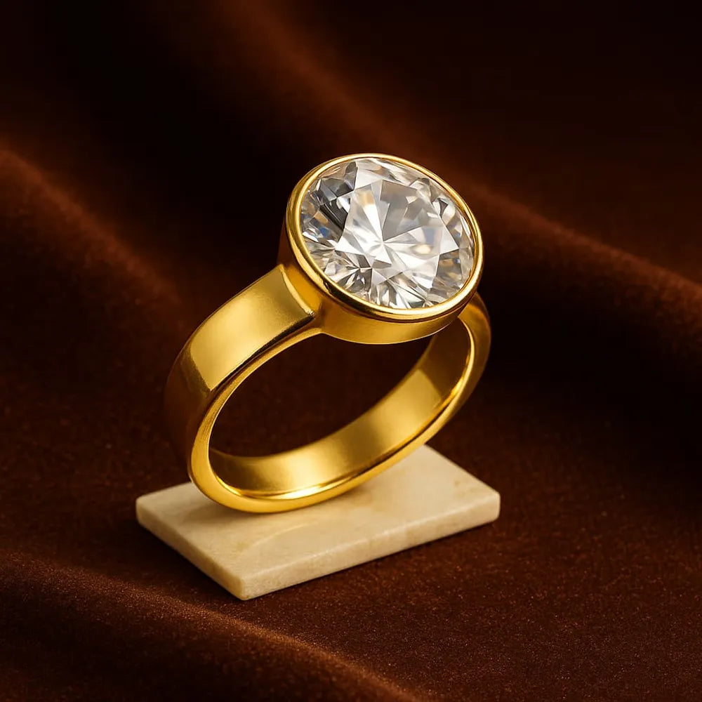 Green Emerald Look Gold Plated Unisex Ring – Adjustable Free Size | ZHome