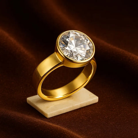 Green Emerald Look Gold Plated Unisex Ring – Adjustable Free Size | ZHome