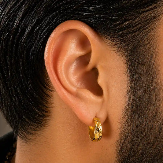 ZHome Premium Gold Hoop Earrings for Men | Bold Minimal Statement Jewellery