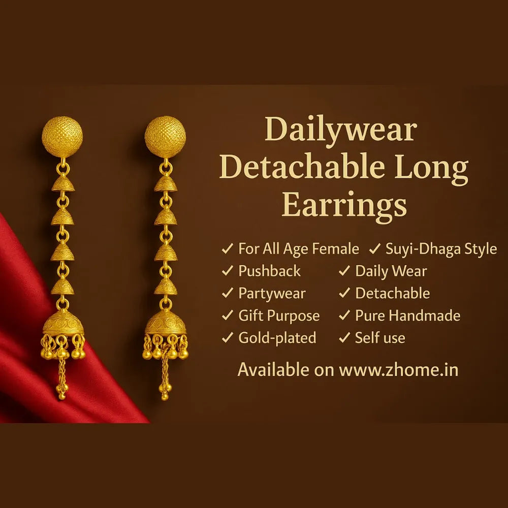 Product image of Detachable 4 Inch Onegram Gold Earrings Real Gold Shine Finish – image 4