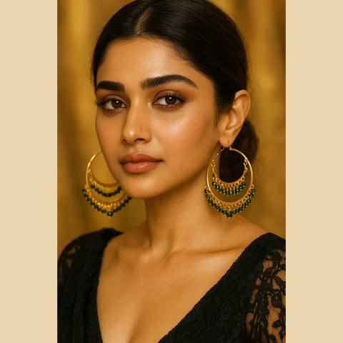 Gold-Plated Red Crystal Hoop Earrings for Women