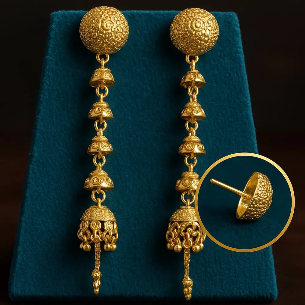 Product image of Detachable 4 Inch Onegram Gold Earrings Real Gold Shine Finish – image 3