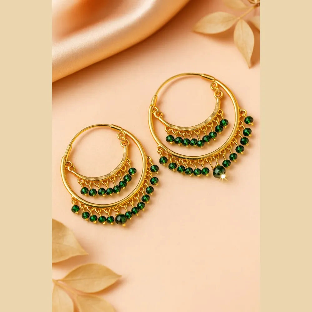 Gold-Plated Red Crystal Hoop Earrings for Women