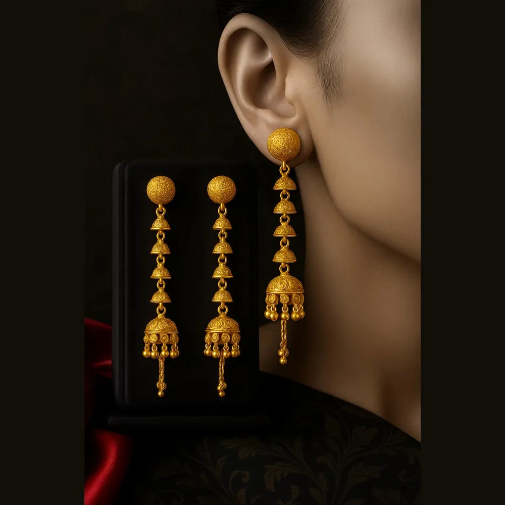 Product image of Detachable 4 Inch Onegram Gold Earrings Real Gold Shine Finish – image 6