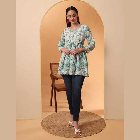 Elegant Chikan Frock Kurti