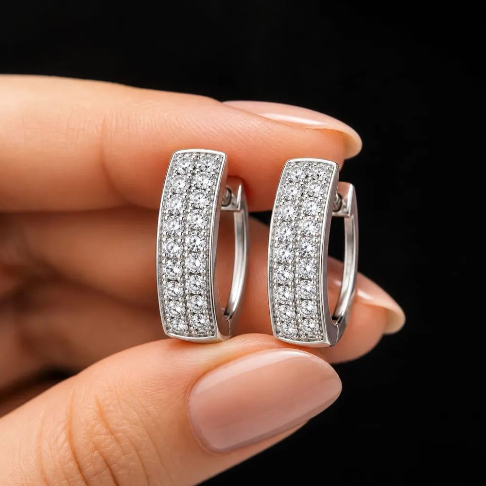 ZHome Crystal Hoop Earrings for Men & Women | Lightweight Anti-Tarnish Premium Finish