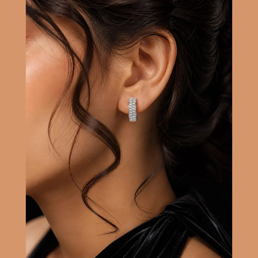 ZHome Crystal Hoop Earrings for Men & Women | Lightweight Anti-Tarnish Premium Finish