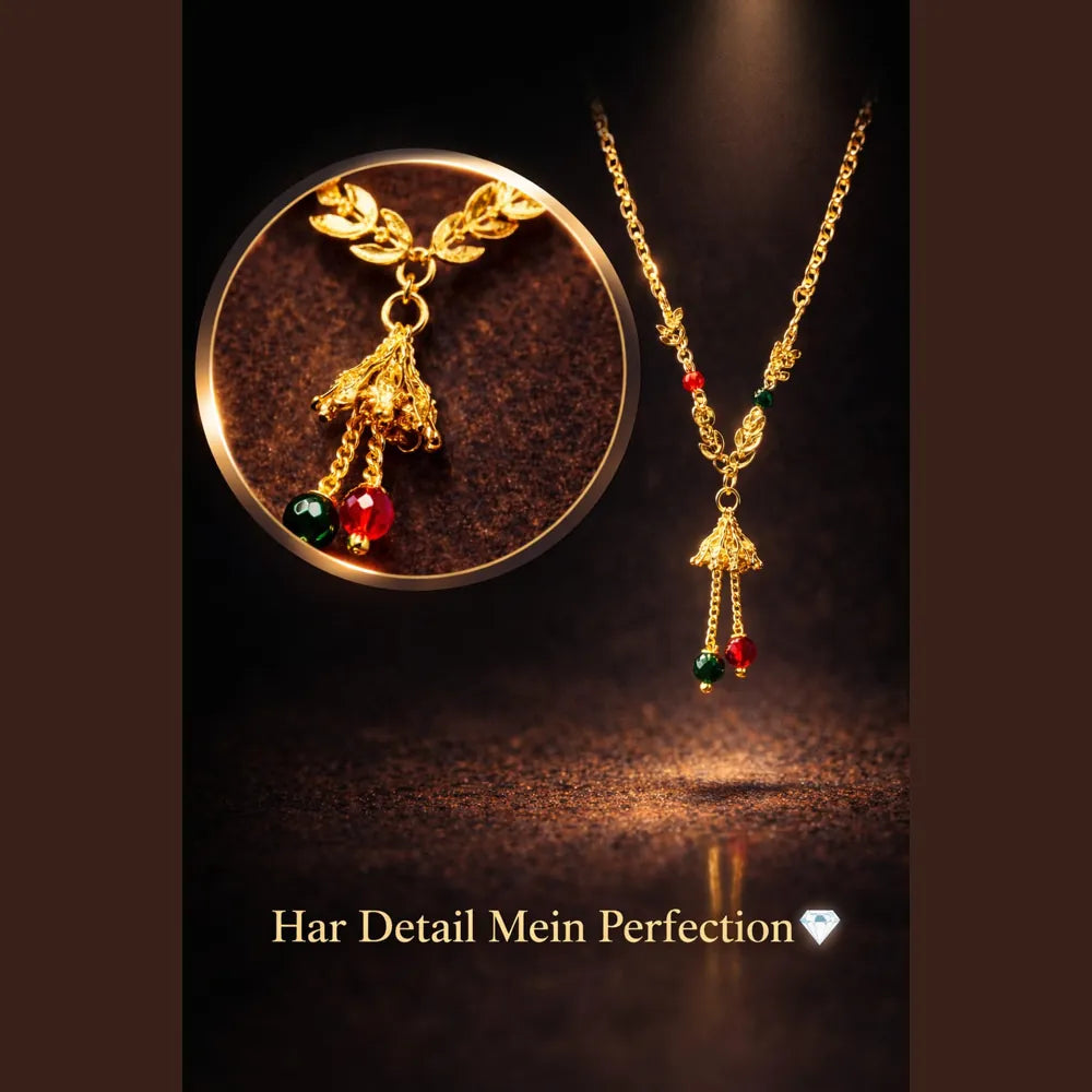 ZHome Gold Beaded Designer Necklace for Women – Elegant Daily Wear Jewelry