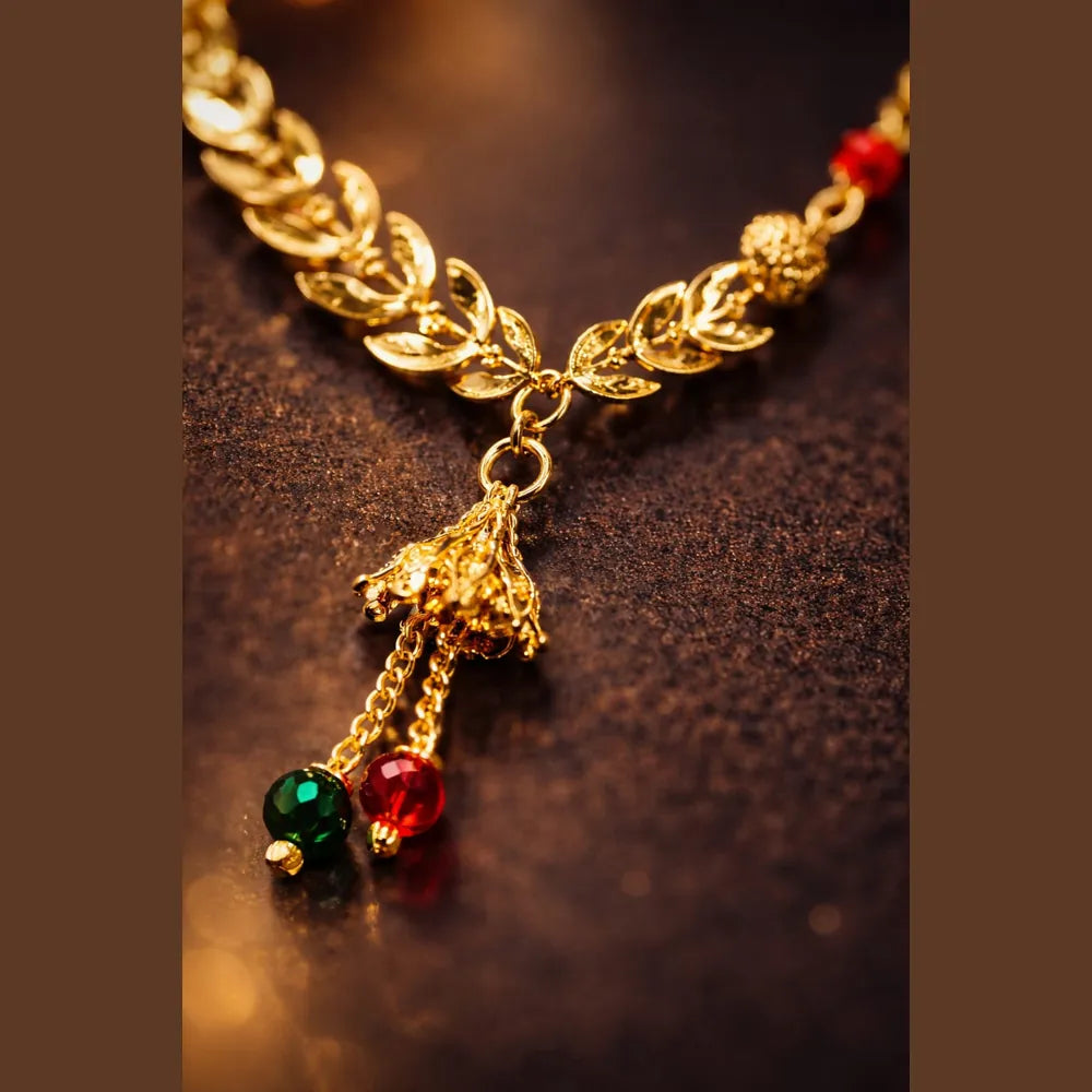 ZHome Gold Beaded Designer Necklace for Women – Elegant Daily Wear Jewelry