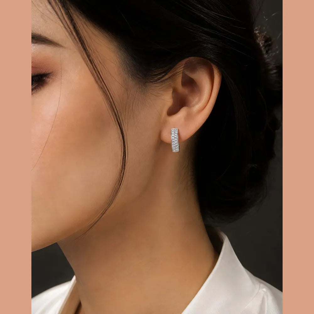 ZHome Crystal Hoop Earrings for Men & Women | Lightweight Anti-Tarnish Premium Finish