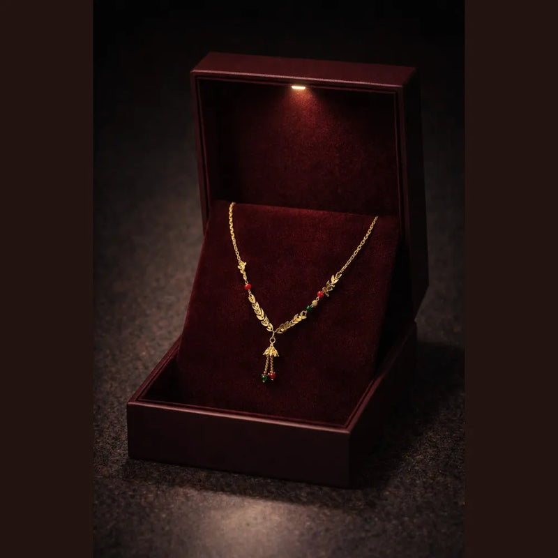 ZHome Gold Beaded Designer Necklace for Women – Elegant Daily Wear Jewelry