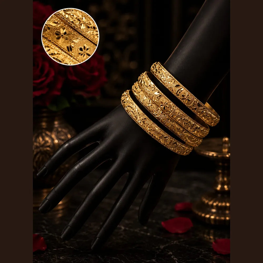 Premium Gold Plated Bridal Combo Jewellery Set with Necklace, Earrings, Bangles, Ring & Chain