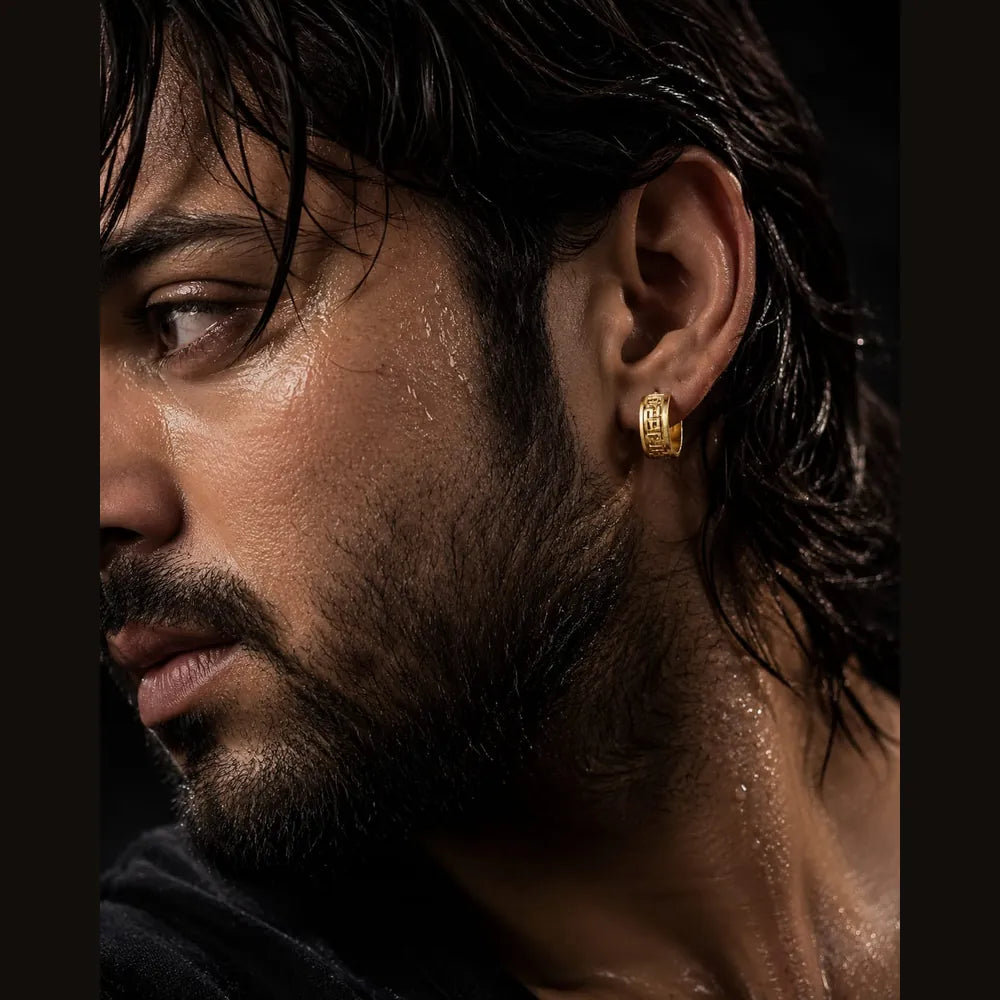 ZHome Premium Gold Hoop Earrings for Men | Bold Minimal Statement Jewellery