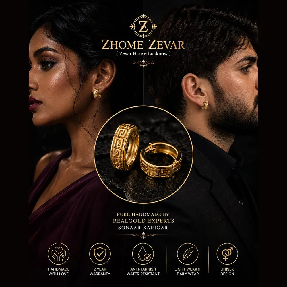 ZHome Premium Gold Hoop Earrings for Men | Bold Minimal Statement Jewellery