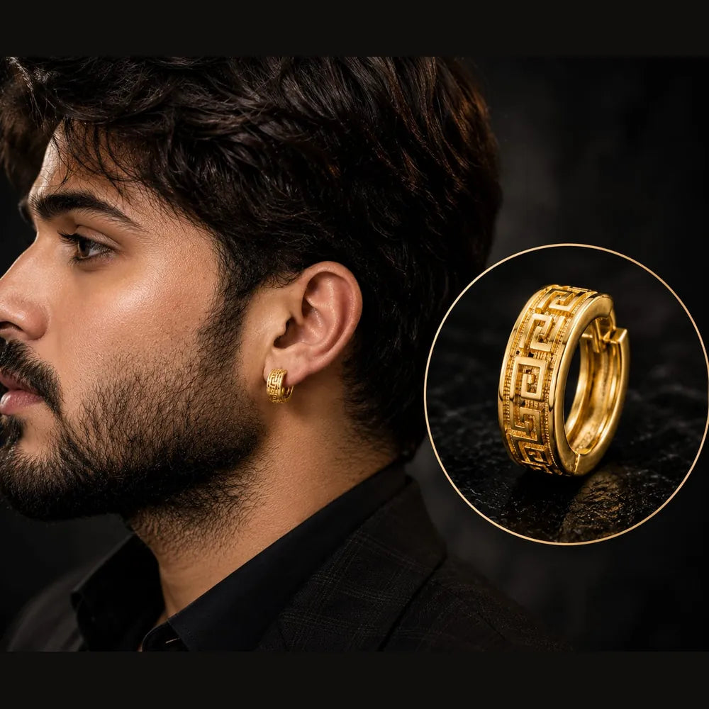ZHome Premium Gold Hoop Earrings for Men | Bold Minimal Statement Jewellery