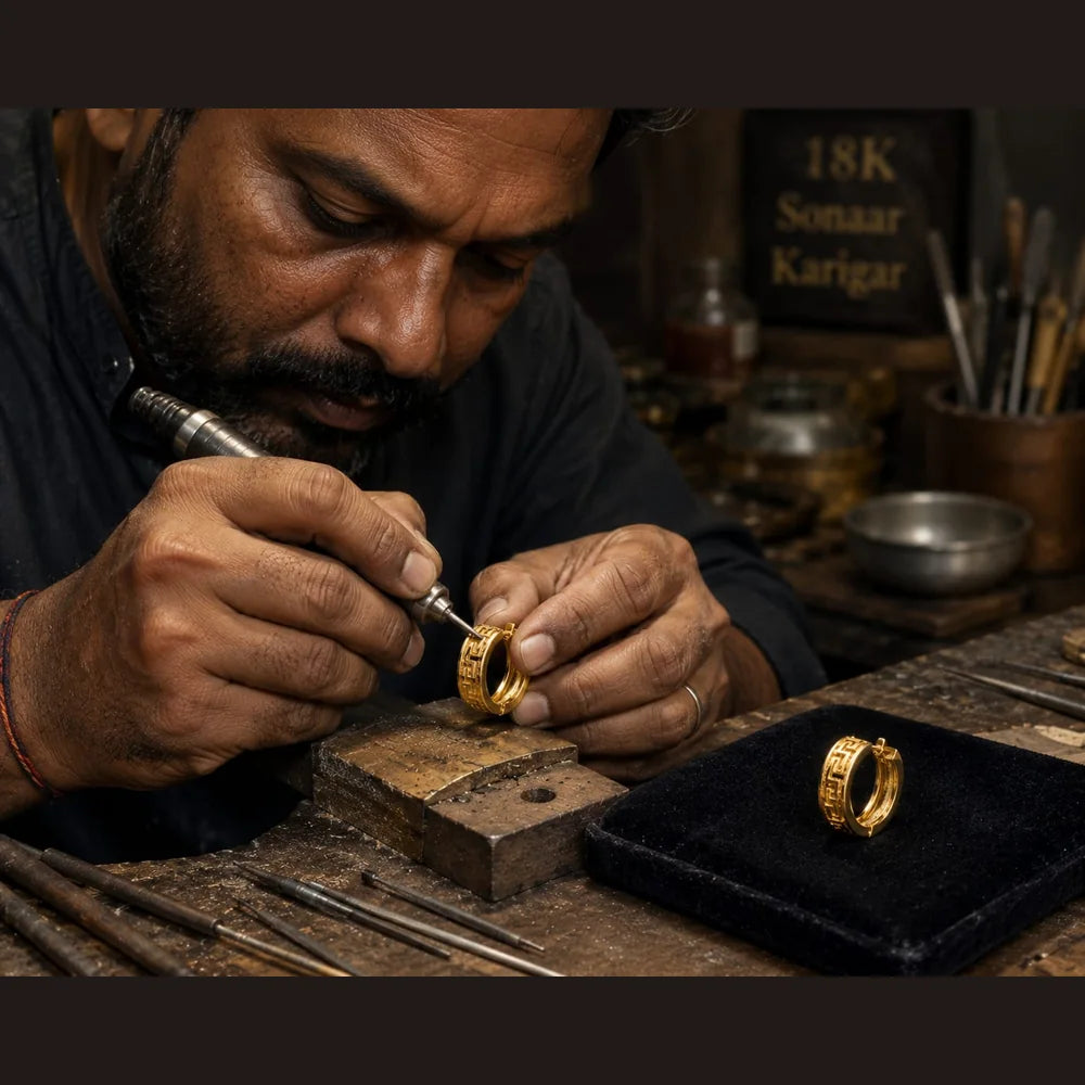 ZHome Premium Gold Hoop Earrings for Men | Bold Minimal Statement Jewellery