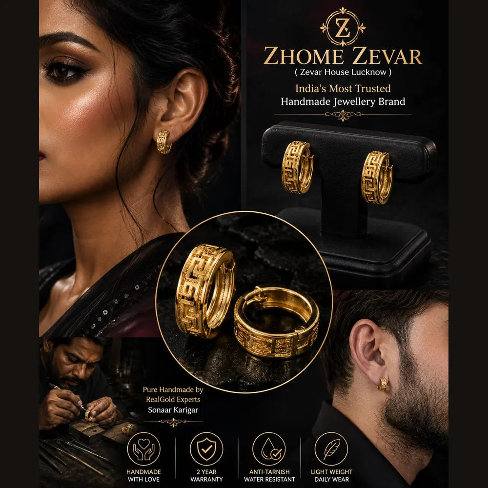 ZHome Premium Gold Hoop Earrings for Men | Bold Minimal Statement Jewellery