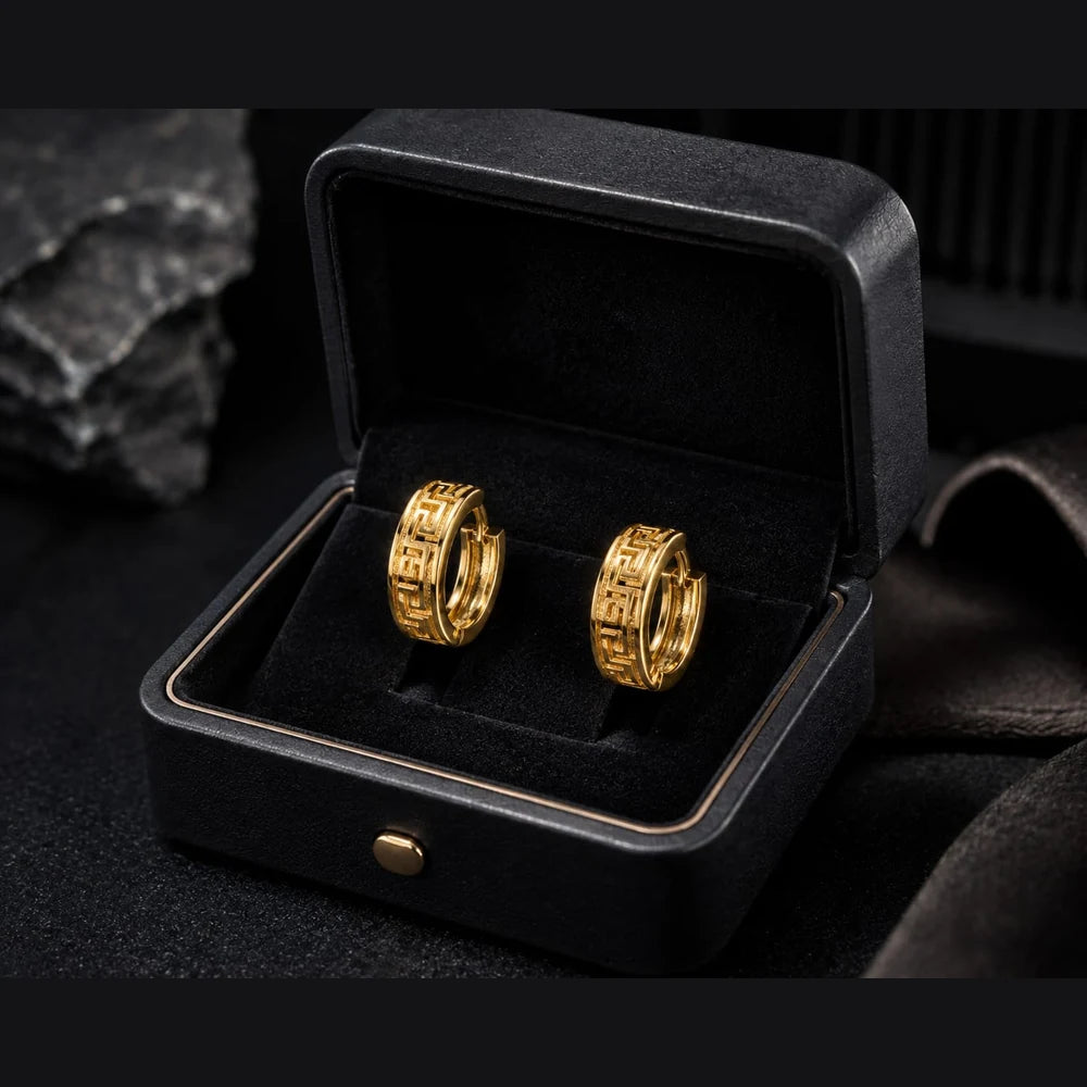 ZHome Premium Gold Hoop Earrings for Men | Bold Minimal Statement Jewellery
