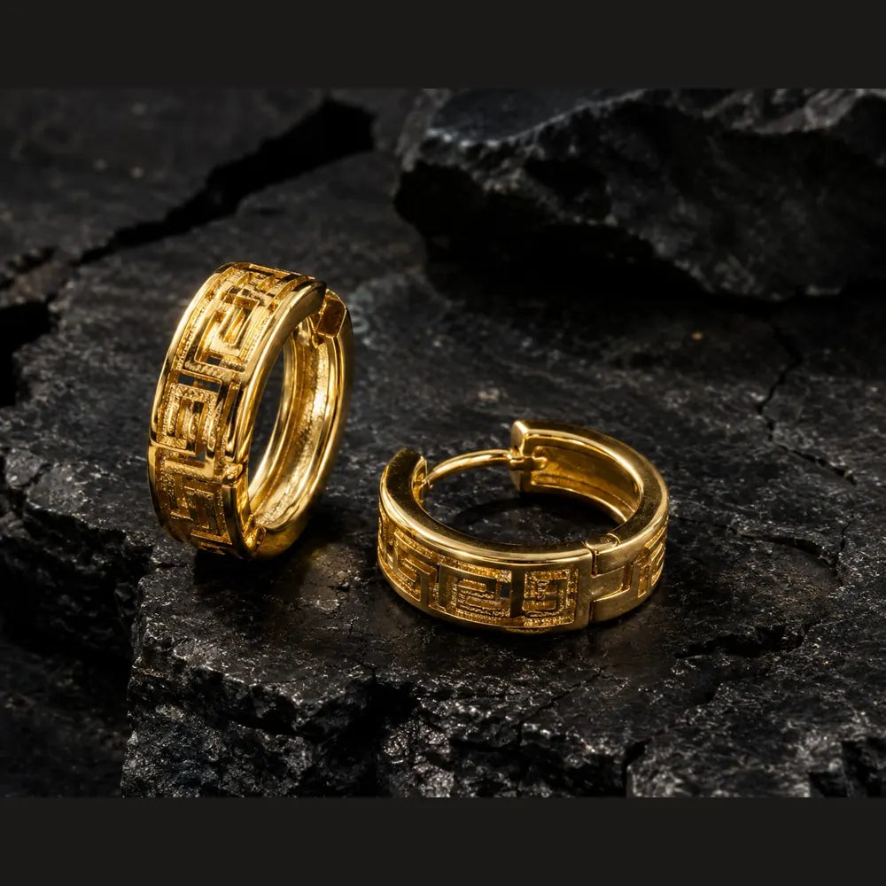ZHome Premium Gold Hoop Earrings for Men | Bold Minimal Statement Jewellery