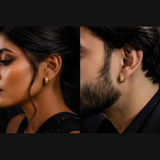 ZHome Premium Gold Hoop Earrings for Men | Bold Minimal Statement Jewellery