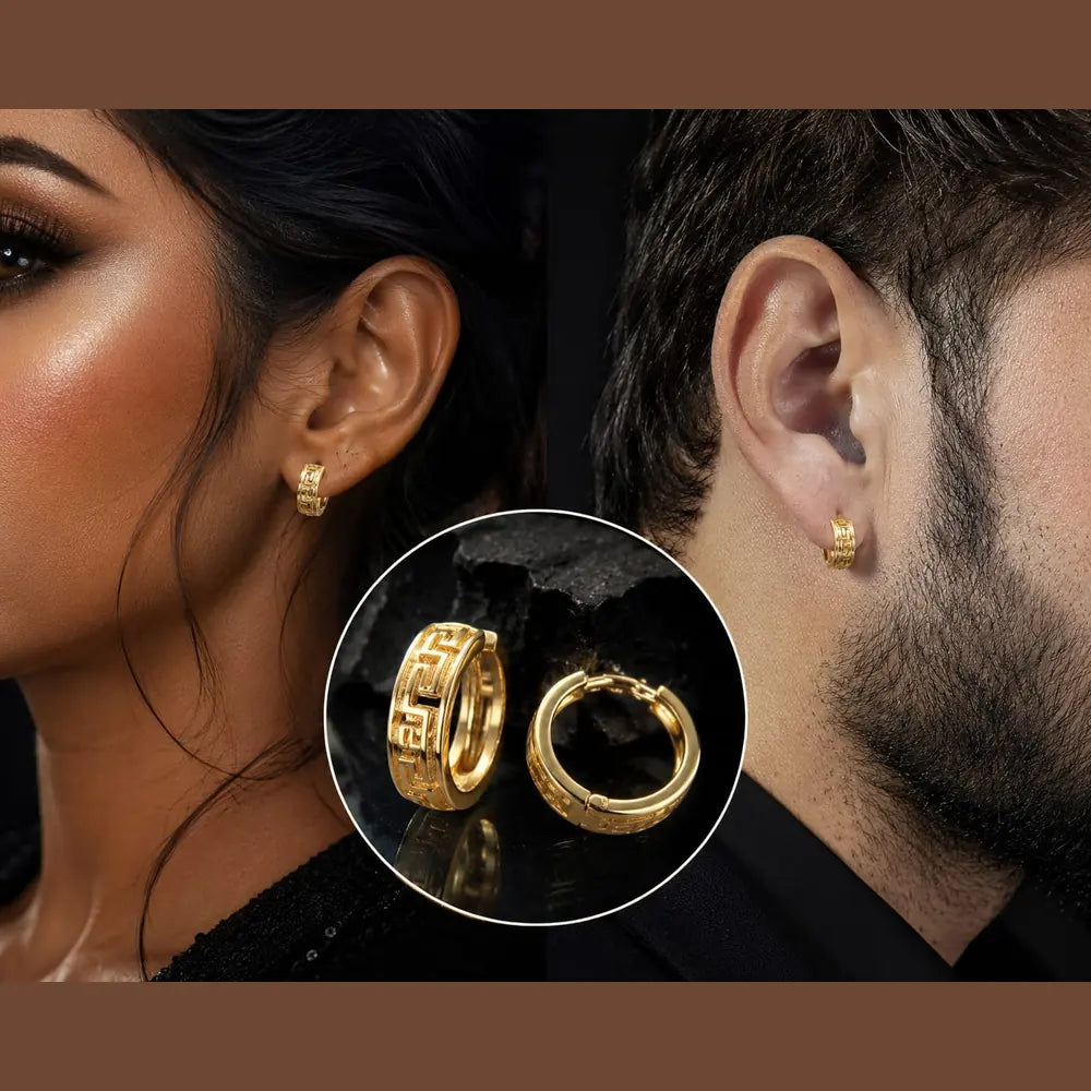 ZHome Premium Gold Hoop Earrings for Men | Bold Minimal Statement Jewellery