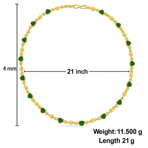 Elegant Green Stone Star Design Gold Plated Chain – 21 Inch Daily Wear