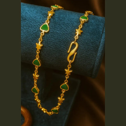 Elegant Green Stone Star Design Gold Plated Chain – 21 Inch Daily Wear