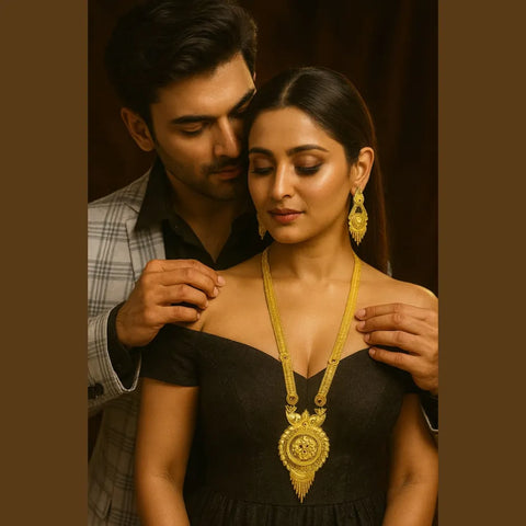 Long Necklace Set - Gold Look Bridal & Party Wear | Traditional Indian Wedding Jewelry Online