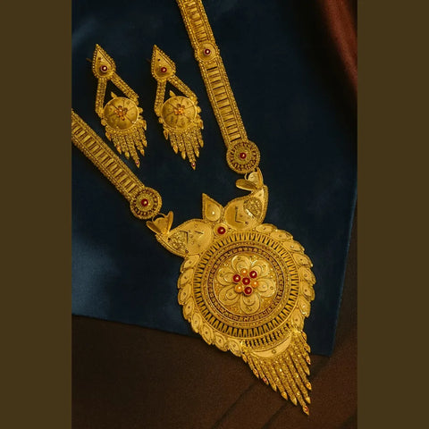 Long Necklace Set - Gold Look Bridal & Party Wear | Traditional Indian Wedding Jewelry Online