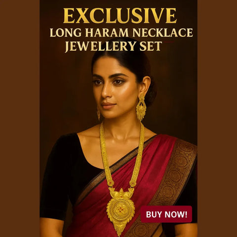 Long Necklace Set - Gold Look Bridal & Party Wear | Traditional Indian Wedding Jewelry Online