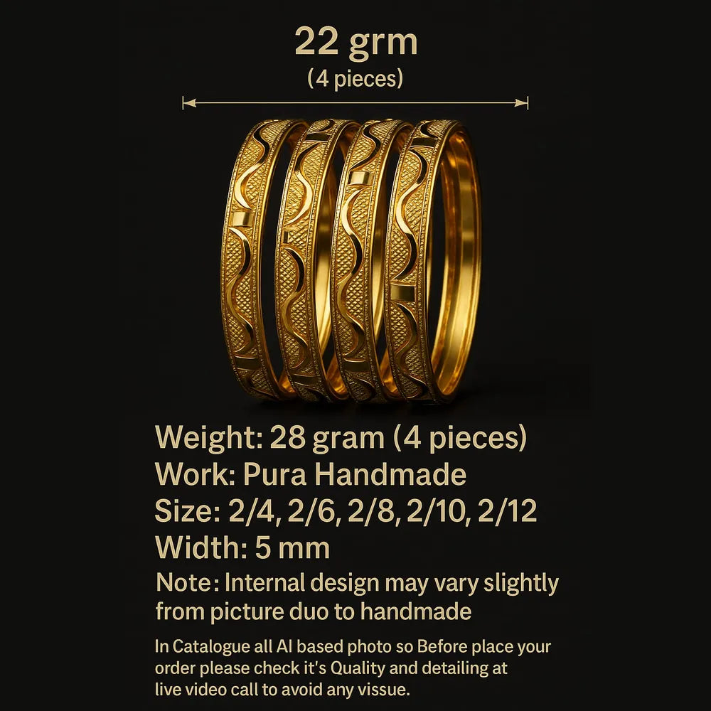 Handmade Gold-Tone Hath Kangan Chudi Set (4 Piece)