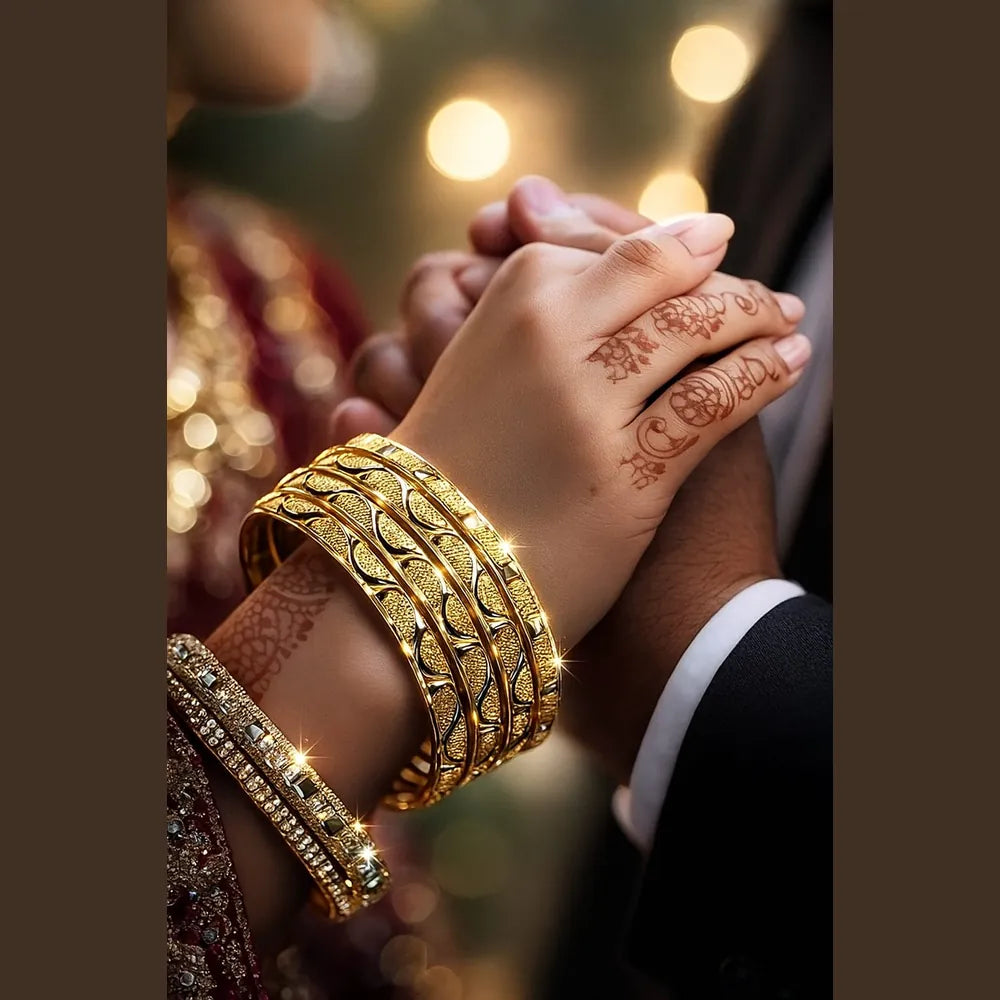 Handmade Gold-Tone Hath Kangan Chudi Set (4 Piece)