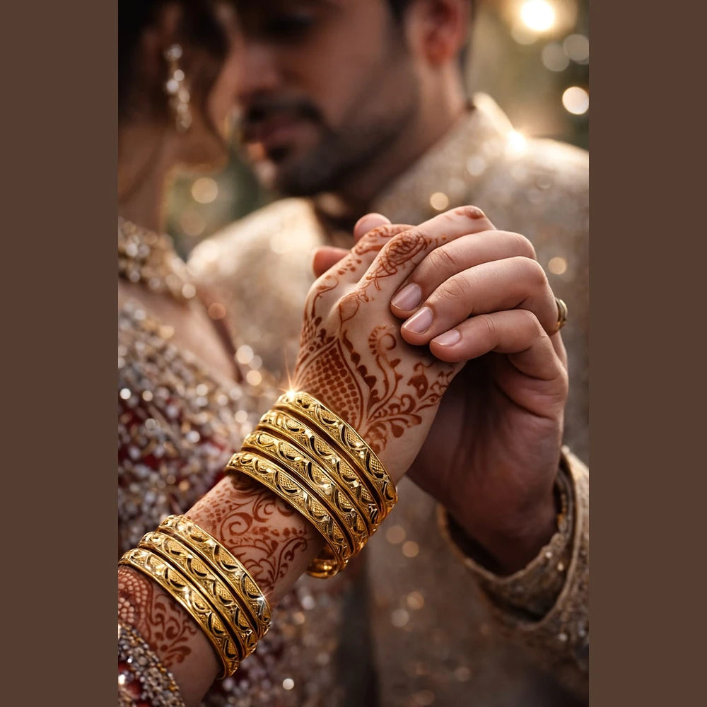 Handmade Gold-Tone Hath Kangan Chudi Set (4 Piece)