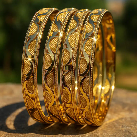 Handmade Gold-Tone Hath Kangan Chudi Set (4 Piece)