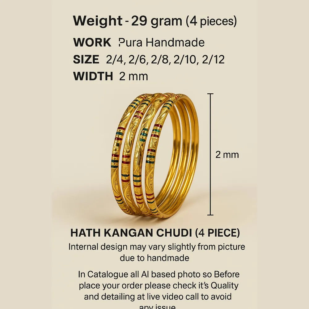 Handmade Gold-Tone Hath Kangan Chudi Set (4 Piece )