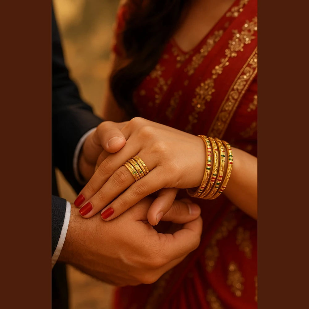 Handmade Gold-Tone Hath Kangan Chudi Set (4 Piece )