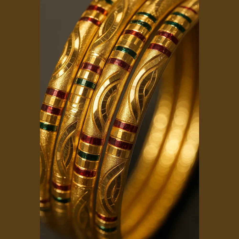 Handmade Gold-Tone Hath Kangan Chudi Set (4 Piece )