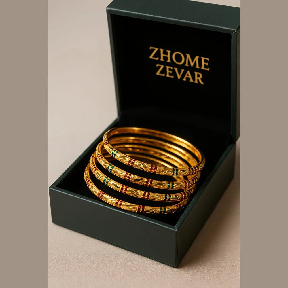 Handmade Gold-Tone Hath Kangan Chudi Set (4 Piece )