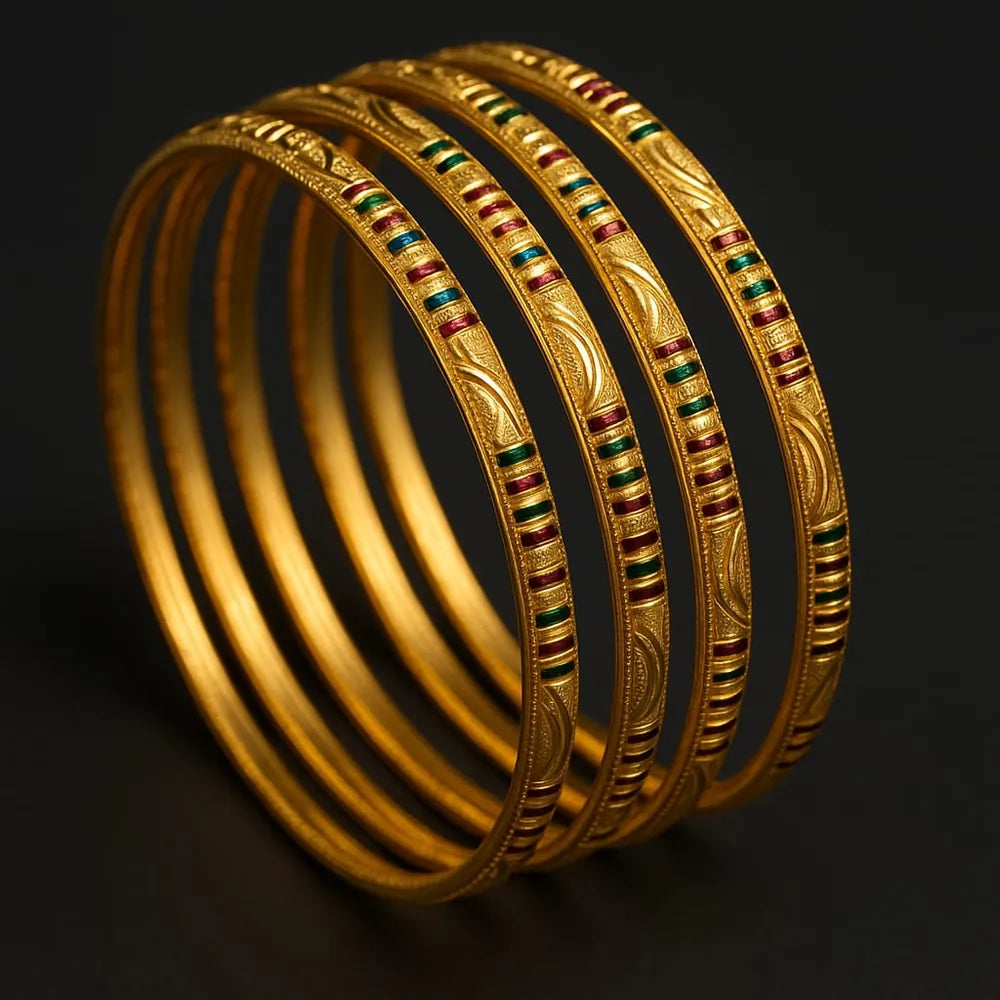 Handmade Gold-Tone Hath Kangan Chudi Set (4 Piece )